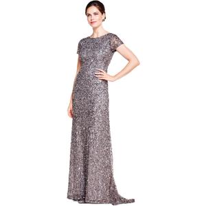 Adrianna Papell Women's Short-Sleeve All Over Sequin Gown (12, Lead)
