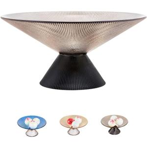 Fruit Bowl  10 Gray Decorative Bowl with Ripple and Pedestal  Purse bowl, Decorative Bowls for Home Dcor, Glass Fruit bowl, Candy bowl, Centerpiece, Decorative Glass Bowl
