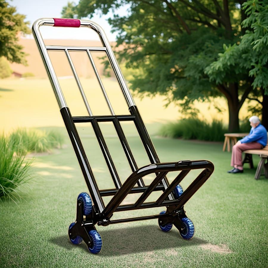 330lbs Heavy Duty Folding Hand Truck Stair Climbing Cart with Large Wheels Portable Luggage Dolly for Travel Moving Shopping Office Sports Equipment Transport