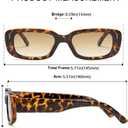 Vintage Rectangle Sunglasses for Women Men 90s Fashion Narrow Square Frame Eyewear UV400 Protection (Tortoise)