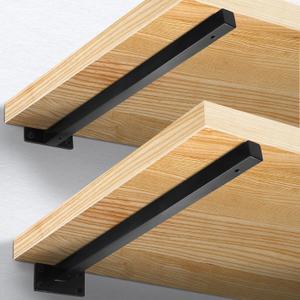 16 Inch Floating Shelf Brackets Heavy Duty, Square Shelving Brackets, Metal Floating Shelf Supports, Black Wall Mount Brackets 4 Pack