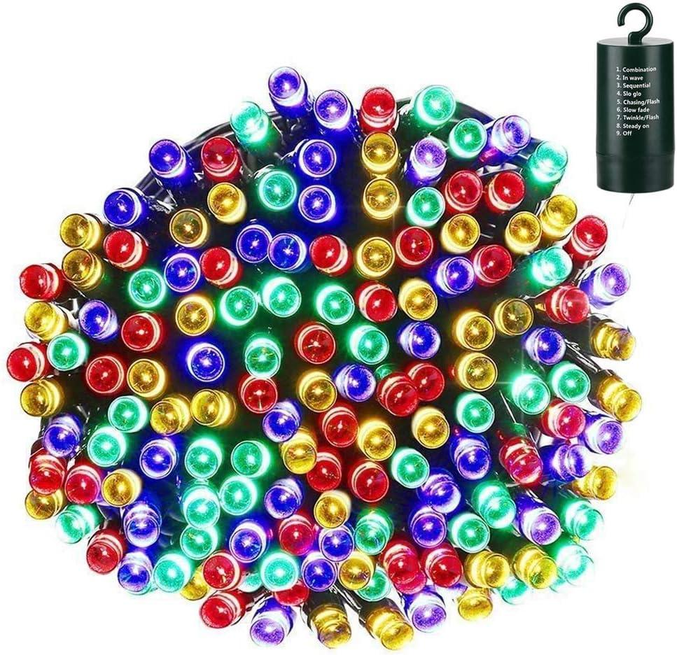 LYHOPE Christmas Lights, 200 LED 72ft 8 Modes Battery Operated Waterproof Fairy Christmas String Lights for Outdoor & Indoor, Patio, Lawn, Landscape, Garden, Xmas Tree, Holiday Decor (Multi-Color)
