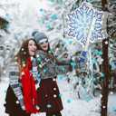 Shappy Winter Piata Snowflake christmas Piata with Blindfold Bat Confetti 13 x 14.5 Inch Snowflake Pull String for Christmas Winter Theme Birthday Party Game Decorations Supply