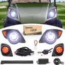 10L0L Complete Headlight Kit for Yamaha G29 Drive12V/36V/48V - Golf Cart Light Kit with High/Low Beam,Daytime Running Lights,Turn Signals,Horn,and Brake Light