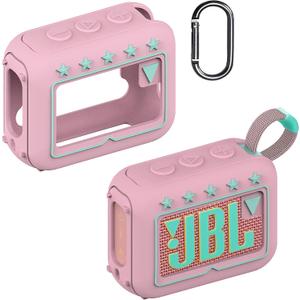 JCHPINE Silicone Cover Case for JBL Go 4 Ultra Portable Bluetooth Speaker, Protective Skin Holder for JBL Go 4 Pro Sound Bluetooth Speaker Accessories (Only Case) (Pink)
