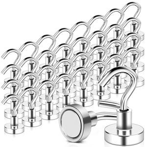 MAGXCENE  Magnetic Hooks Heavy Duty, 25 lbs Strong Magnet Hooks for Cruise Refrigerator, Neodymium Magnets with Hooks for Grill Hanging Kitchen Tool Storage