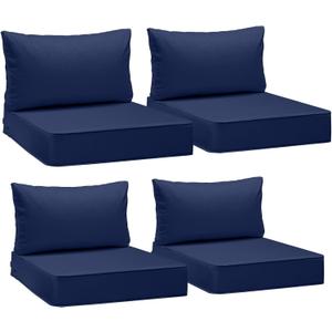 AAAAAcessories Outdoor Deep Seat Cushions, Waterproof, Fade-Resistant Patio Furniture Replacement Cushions, 25.5" x 25.5" x 5" + 25.5" x 13.5", Set of 4, Navy Blue