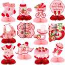 12 Pcs Strawberry Baby Shower Decoration Strawberry Honeycomb Centerpiece a Berry Sweet Baby Is on the Way Table Topper 3D Double Sided Table Decoration for Birthday Baby Shower Party Favors