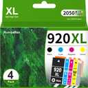 920 920XL Ink Cartridges Combo Pack High-Yield Replacement for HP 920 XL Ink Cartridges for Officejet 6500 6500A 6000 7000 7500 7500A E709 Printer Ink 4-Pack (Black, Cyan, Magenta, Yellow)