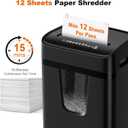 Bonsaii 12 Sheet Paper Shredder for Home Office, Heavy Duty Cross Cut Shredder with 5.5 Gal Pullout Bin, Home Shredder for CDs/Credit Card/Document/Mail, P-4 Security Level