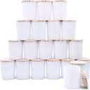 SHOWIN Thick Candle Jars for Making Candles 20 Pcs, 7 OZ Empty Jars with Wood Lids for Candle Making, Sample Container, Matte White