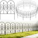 Thealyn Garden Fence 32" H x 20ft (10 Panels), No Digging Heavy Duty Metal Fence Panels, Rustproof Dog Fence Animal Barrier, Interlocking Decorative Fencing for Flower Bed, Yard, Landscape Edging