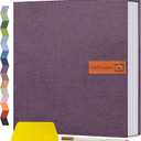 Popotop Large Photo Album Self Adhesive 4x6 5x7 8x10 Scrapbook Album DIY Picture Book,Gifts for Mom,Family Baby and Wedding,with Metal Pen and Plastic Board (Dark purple)