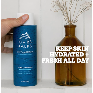 Oars + Alps Body Wash for Men, Mens Body Wash with Vitamin E and Antioxidants, Moisturizing, Hydrating, Paraben & Sulfate Free Cleanser, Fresh Ocean Splash, Size 13,5 Fl. Oz./400 Ml.