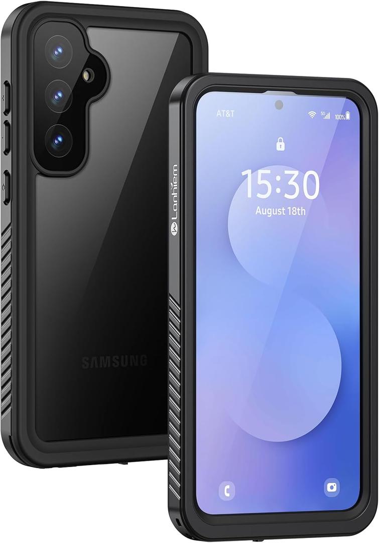 Lanhiem for Samsung Galaxy S25 FE Case, IP68 Waterproof Dustproof with Built-in Screen Protector, Heavy Duty Full Body Protective Phone Case for Galaxy S25FE 5G 6.7 Inch, Black