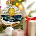 2 x Beach Sunset Ornament, Christmas Ornament  Christmas Tree Decor, Holiday Decoration, Stocking Stuffer, Festive Gift Idea, Gifts for Ocean Lover, Nature Lover, Friends, and Family