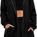 StunShow Women's Zip Up Hoodies Oversized Fleece Long Sleeve Sweatshirts Casual Fall Jacket Coat with Pocket(S-3XL) (Large, Black)