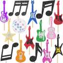 Guitar Centerpiece Sticks 18PCS Music Guitar Party Decorations Glitter Guitar Birithday Party Table Toppers Musical Note Instrument Centerpieces for Music Theme Baby Shower Party Supplies