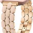 Wearlizer Resin Metal Band Compatible with Fitbit Versa 4 Bands for Women/Sense 2/Sense/Versa 3, Jewelry-Style Dressy Bracelet with No-Tool Adjustment, Elegant Lightweight Strap for Work & Daily