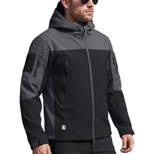 FREE SOLDIER Men's Outdoor Waterproof Soft Shell Hooded Military Tactical Jacket, 2XL