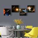 Universe Starry Sky Wall Art Outer Space Planet Canvas Decoration Paintingfor Bedroom, Living Room, Bathroom Decor Posters for Kids, Boys or Girls Room Home Decoration,12"x12" 4Framed (yellow)