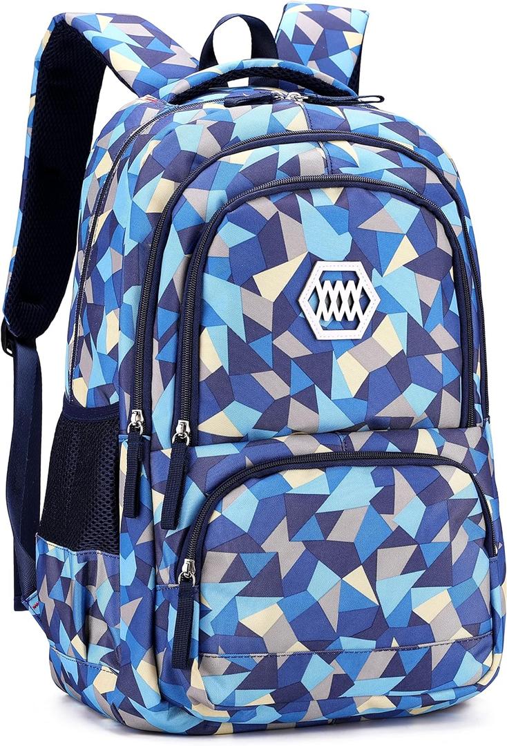 Bansusu Geometric Print Kids Backpack for Girls Boys School Bag Bookbags, Size: Large-A