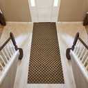 BESTVUE 2' x 6' Runner Rugs with Rubber Backing, Outdoor Indoor Utility Non Slip Carpet Rug Runner for Hallway, Custom Size Area Rugs Mat for Entryway Balcony Patio Kitchen Garage Stair Laundry, Checkered Brown