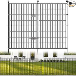 No Dig Garden Fence Outdoor for Yard, 48 in (H) x 23.6ft(L) | 10 Panels with Gate Animal Barrier Fence, Rustproof Metal Temporary Dog Fence, Decorative Fencing for Patio, Flower Bed