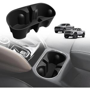 Muslogy Center Console Cup Holder Inserts Compatible with 2023-2026 Chevy Colorado & GMC Canyon Accessories Front Console Drink Holder Silicone Organizer Non-Slip Upgraded Snug Fit