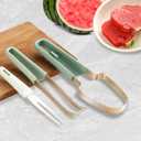 2 x Watermelon Cutter Slicer Tool, New Stainless Steel Watermelon Popsicle Fork Tool, 3-in-1 Multi Melon Slicer Fruit Cutting for Camping Kitchen Gadgets (Green)