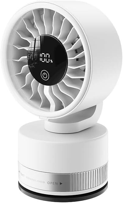 Portable Desk Fan, 2000mAh Rechargeable Battery Operated Small Table Fan with LED Display, 3 Speeds, 90 Adjustable Tilt, Quiet Personal Mini Air Circulator for Home Office Bedroom Camping Travel