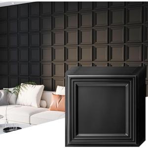 Art3d 33-Pack 3D Wall Panel for Interior Wall Dcor, Diamond Textured PVC Accent Wall Paneling for Living Room Bedroom Office TV Wall Background, 11.8"x11.8" Cover 32.Sq.Ft., Black