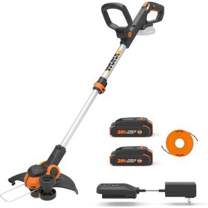 WORX Cordless String Trimmer & Lawn Edger, 12'' Electric Weed Wacker with Command Feed, 20V Weed Eater with 5.5 LBS, 2 Batteries & Charger Included, WG163, 20V GT 3.0 Trimmer / Edger