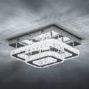 Crystal Chandelier Modern Flush Mount Ceiling Light Fixture Kithen Ceiling Lights LED Small Ceiling Light Bedroom Chandelies for Hallway Stairway Bathroom Ceiling Light,Dimmable (Dimmable-2-tier rectangle)