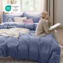 Bedsure Slate Blue Duvet Cover Queen Size - 3 Pieces Prewashed Extra Soft Bedding Set, Includes 1 Duvet Cover 90x90 Inches with Zipper Closure & 2 Pillow Shams, Comforter Not Included