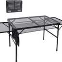Nice C Folding Grill Table, Camping Table, Tailgate Tables, Grill Tables, Outdoor, Metal Folding Adjustable Height&Width, Mesh Net, Carry Handle
