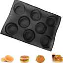 Dioycli Silicone Hamburger Bun Pan, Perforated Mesh Burger Bun Molds, 8 Cavities, Black