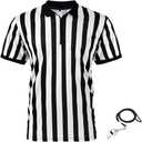 Syhood Referee Shirt Costume Men Women, Whistle Black and White Striped Football Soccer Official Ref Shirt Jersey, 2XL