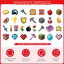 90 Pcs Birthday Party Supplies, Pixel Miner Style Stickers and Cards School Classroom with Key Chain