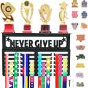 BELLE VOUS Never Give up Medal Hanger with 6 Rows in Black