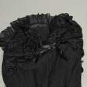 Foxiny Sexy Ruffle Sheer Mesh Lace Wireless Babydoll Lingerie Dress with Thong 2 Piece (Large, Black)