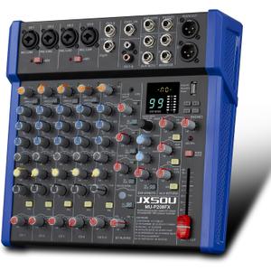Audio Mixer, 10-Channel DJ Mixer Bluetooth Studio Mixing Board Audio with 99 DSP Effects USB Drive+48V Phantom Power, XLR Microphone Jack Professional Mixer For Karaoke Studio Streaming