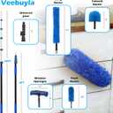 25FT Reach High Ceiling Duster Kits with 5-20FT Adjustable Pole - Includes Extra Long Duster, High Ceiling Duster, Rotatable Window Squeegee & Cobweb Duster for Ceiling Fans and Whole House Cleaning