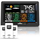 Weather Stations Wireless Indoor Outdoor with Multiple Sensors, 7.5" Color Display Weather Station Indoor Outdoor Thermometer Wireless Weather Forecast Station, Digital Atomic Clock with Backlight