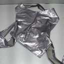 Women's Metallic Shiny Crop Top Sleeveless Drawstring Ruched Asymmetrical Hem Rave Tank Tops Clubwear XS