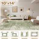 Kakania Abstract 10x14 Area Rugs for Living Room: Washable Rugs Green