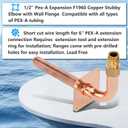 Pack of 10 Copper Stub Out Elbows with Wall Flange PEX-A Stub Out 1/2-6inch Lengh- Easy to Install, Lead-Free-PEX-A Stub Out Accessories,Barb Crimp PEX-A Copper Stub Out Elbow with Wall Flange., 6"p10