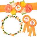 Little Cutie Citrus Maternity Sash Mom to Be & Daddy to Be Corsage Orange Clementine Flower Crown Pregnancy Sash Decoration Autumn Baby Shower Kit Party Favors Pregnancy Photo Prop Gift