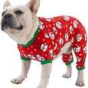 CuteBone Dog Christmas Pajamas Puppy Onesies Small Dogs Soft Pjs Coat Cat Apparel Comfy Pet Clothes Outfit Doggie Bodysuit P136 (A02-Xmas136) XL