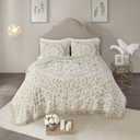 Madison Park Laetitia Lightweight 100% Cotton Quilt Set, Breathable Chenille Tufted, Shabby Chic Boho Medallion Design, Sham, Floral Ivory w/ Tassels, King/California King (104 in x 92 in) 3 Piece (Laetitia Taupe Coverlet)